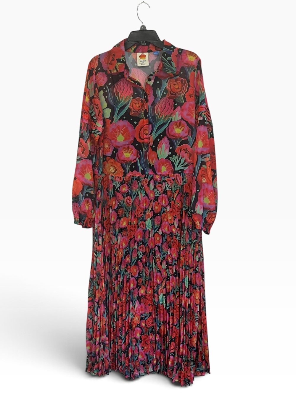 Farm Rio x Anthropologie | Pleated Drop-Waist Maxi Dress L - Picture 7 of 11